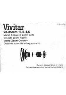 Vivitar 28-85/3.5-4.5 manual. Camera Instructions.